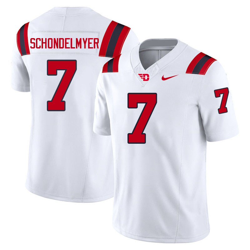 Dayton Flyers #7 Bryce Schondelmyer College Football Jerseys,Uniforms-White